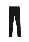 Black Cotton Leggings With Black And White Jacquard Knit Chrome Hearts Elastic Waistband