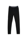 Black Cotton Leggings With Gray Multilogo , Black And White Jacquard Knit Chrome Hearts Elastic Waistband